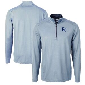 Kansas City Royals Cutter & Buck Virtue Eco Pique Micro Stripe Quarterzip Size M